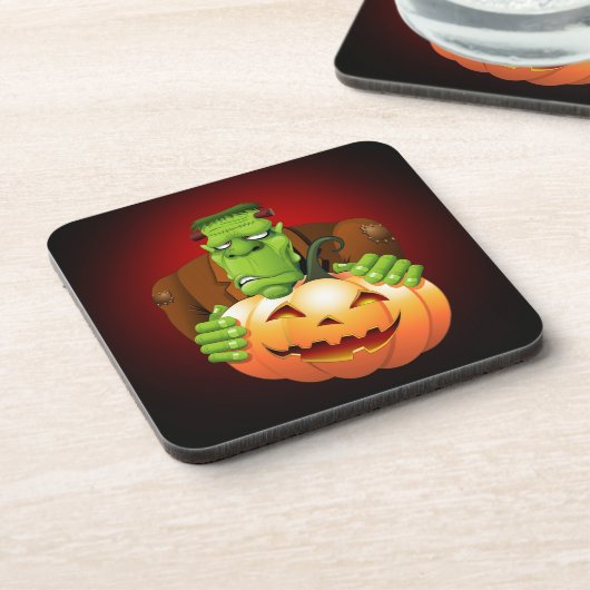 Frankenstein Monster Cartoon mit Pumpkin Untersetzer (Linke Seite)