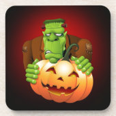 Frankenstein Monster Cartoon mit Pumpkin Untersetzer (Vorderseite)