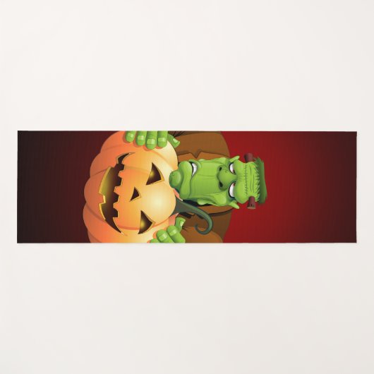 Frankenstein Monster Cartoon mit Pumpkin Yogamatte (Vorderseite (Horizontal))
