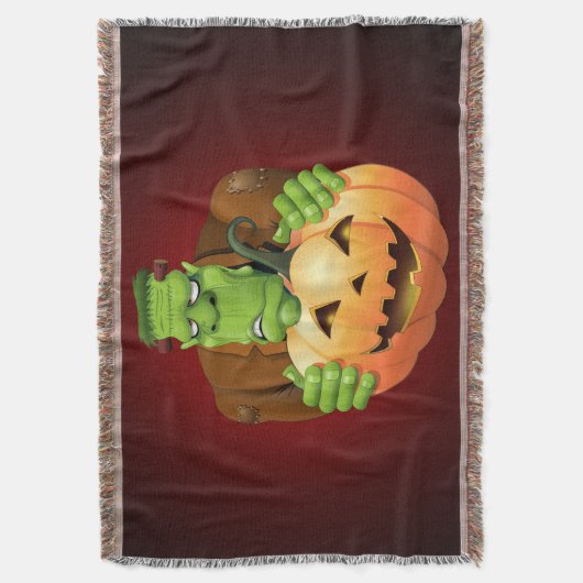 Frankenstein Monster Cartoon with Pumpkin Decke (Vorderseite Vertikal)