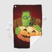 Frankenstein Monster Cartoon with Pumpkin Golfhandtuch (Insitu)