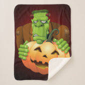 Frankenstein Monster Cartoon with Pumpkin Sherpadecke (Vorderseite)