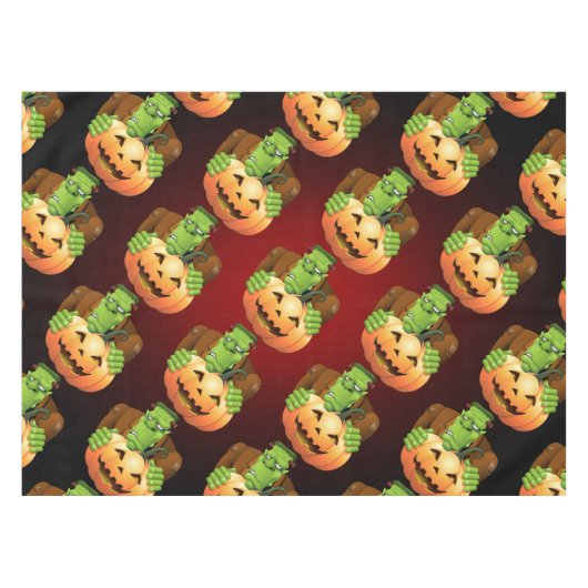 Frankenstein Monster Cartoon with Pumpkin Tischdecke (Vorderseite (Horizontal))