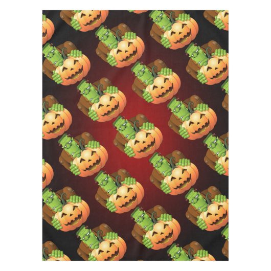 Frankenstein Monster Cartoon with Pumpkin Tischdecke (Vorderseite)
