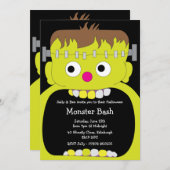 Frankenstein Monster Face Halloween-Party Einladung (Vorne/Hinten)