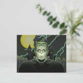 Frankenstein Monster Halloween Castle Lightning Postkarte (Stehend Vorderseite)