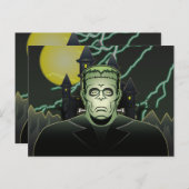 Frankenstein Monster Halloween Castle Lightning Postkarte (Vorne/Hinten)