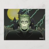 Frankenstein Monster Halloween Castle Lightning Postkarte (Rückseite)