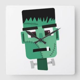 Frankenstein-Monster-Illustration Quadratische Wanduhr