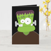 Frankenstein Monster | Kinder glückliche Halloween Karte (Gelbe Blume)