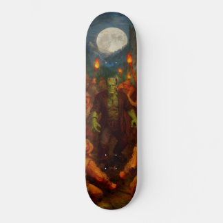 Frankenstein-Monster läuft frei im Dorf Skateboard