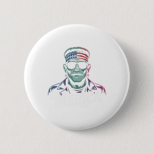 Frankenstein Monster Lover Sungles Usa Flag 4. Button (Vorderseite)
