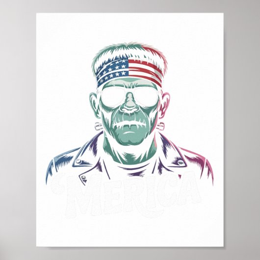 Frankenstein Monster Lover Sungles Usa Flag 4. Poster (Vorne)