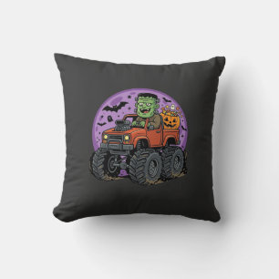 Frankenstein Monster Truck Halloween Grafikdesign Kissen