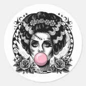 Frankenstein Monster und Bride Bubble Gum Funny Ha Runder Aufkleber (Vorderseite)
