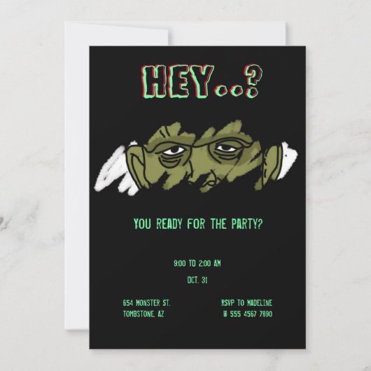 Frankenstein Monster Unorthodoxes Halloween-Party Einladung (Vorderseite)