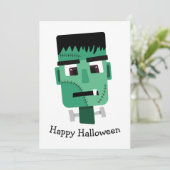 Frankenstein Monsters Kopf Einladung (Stehend Vorderseite)