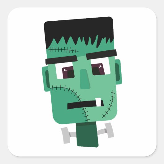 Frankenstein Monsters Kopf Quadratischer Aufkleber (Vorderseite)