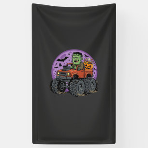 Frankenstein-Monstertruck-Halloween-Grafikdesign Banner