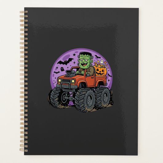 Frankenstein-Monstertruck-Halloween-Grafikdesign Planer (Vorderseite)