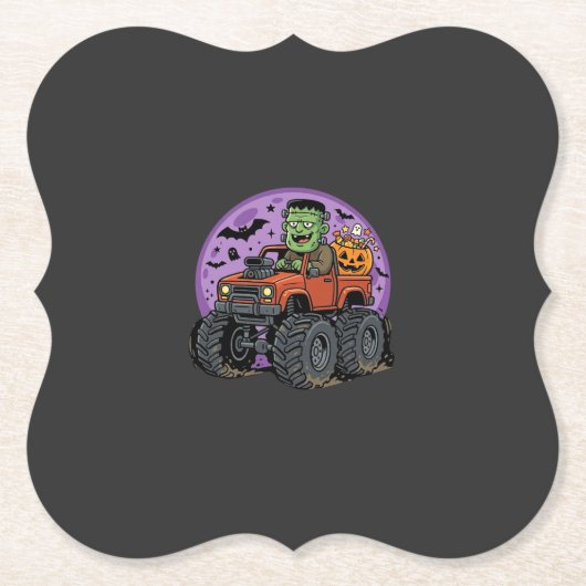 Frankenstein-Monstertruck-Halloween-Grafikdesign Untersetzer (Vorderseite)