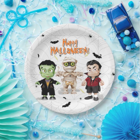 Frankenstein Mummy Dracula Halloween Monster Party Pappteller (Party)