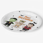 Frankenstein Mummy Dracula Halloween Monster Party Pappteller (Schrägansicht)