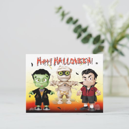 Frankenstein Mummy Dracula Halloween Monster Party Postkarte (Stehend Vorderseite)