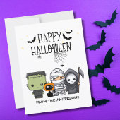 Frankenstein Mummy Grim Sensenmann Niedlich Cat Ha Postkarte