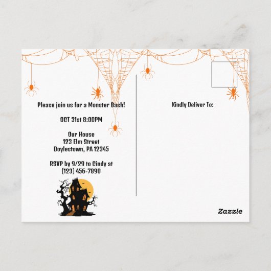 Frankenstein Mummy Grim Sensenmann Niedlich Cat Ha Postkarte (Rückseite)