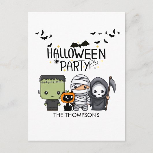 Frankenstein Mummy Grim Sensenmann Niedlich Cat Ha Postkarte (Vorderseite)