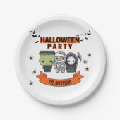 Frankenstein Mummy Grim Sensenmann Niedlich Hallow Pappteller (Vorderseite)