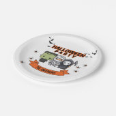 Frankenstein Mummy Grim Sensenmann Niedlich Hallow Pappteller (Schrägansicht)