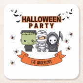 Frankenstein Mummy Grim Sensenmann Niedlich Hallow Rechteckiger Pappuntersetzer (Vorderseite)