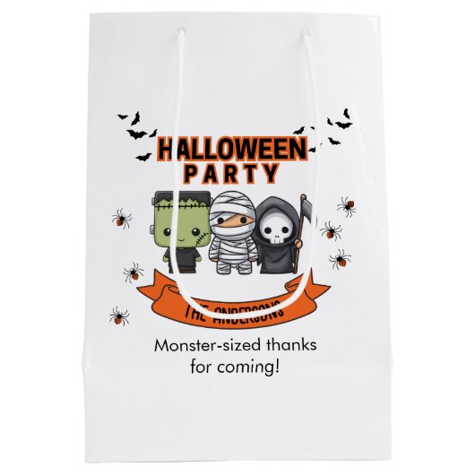 Frankenstein Mummy Grim Sensenmann Spooky Hallowee Mittlere Geschenktüte (Rückseite)