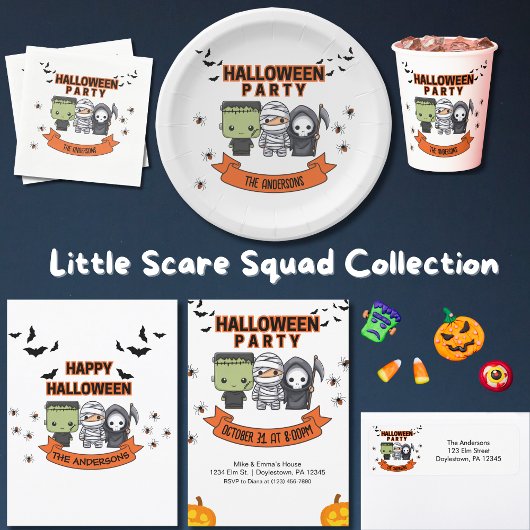 Frankenstein Mummy Grim Sensenmann Spooky Hallowee Postkarte