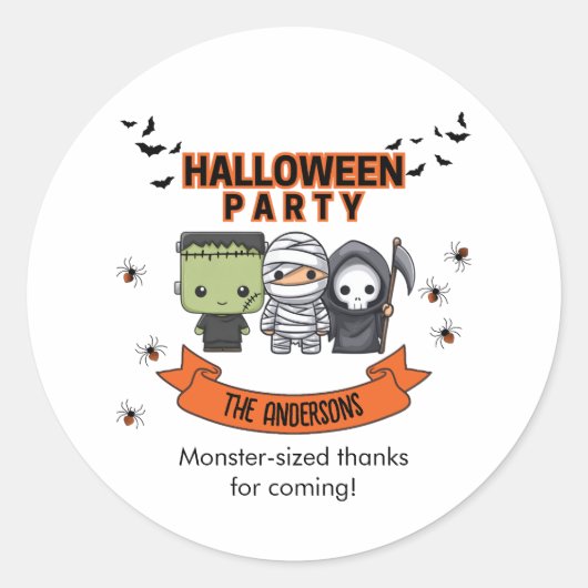 Frankenstein Mummy Grim Sensenmann Spooky Hallowee Runder Aufkleber (Vorderseite)