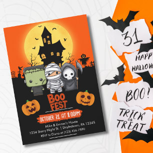 Frankenstein Mummy Grim Sensenmann Spuk Halloween Einladung