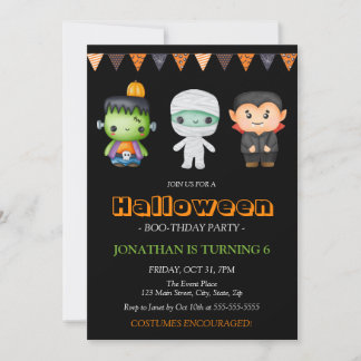 Frankenstein Mummy Vampire Halloween Geburtstag Einladung