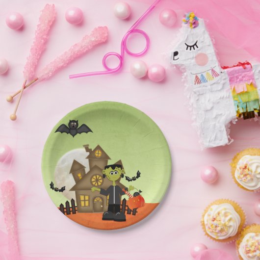 Frankenstein, Spuk Haus, Halloween Pappteller (Party)