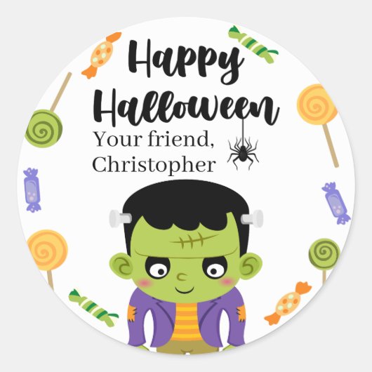 Frankenstein Süßigkeiten Halloween Aufkleber (Vorderseite)