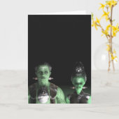 Frankenstein u. Braut - Halloween-Gruß-Karte Karte (Gelbe Blume)