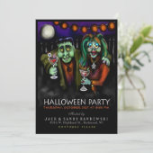 Frankenstein u. Datums-Halloween-Party laden ein Einladung (Stehend Vorderseite)