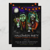 Frankenstein u. Datums-Halloween-Party laden ein Einladung (Vorne/Hinten)