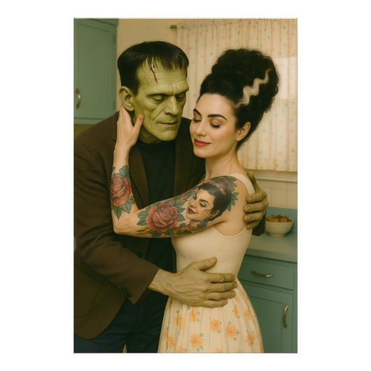 Frankenstein und Bride MCM Art Fotodruck (Vorne)