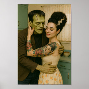 Frankenstein und Bride MCM Art Poster