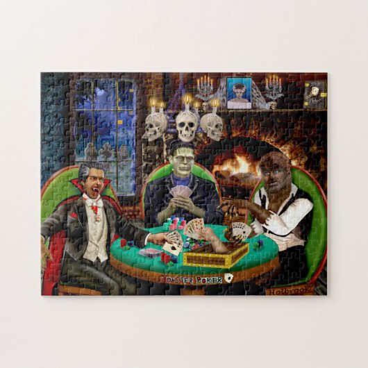 Frankenstein und Dracula Halloween-Monster-Poker Puzzle (Horizontal)
