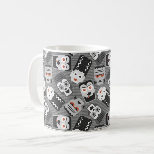Frankenstein und spukhafte Freunde - schwarz, weiß Kaffeetasse (Vorderseite Links)