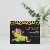 Frankenstein Unicorn Birthday Save the Date Einladungspostkarte (Stehend Vorderseite)