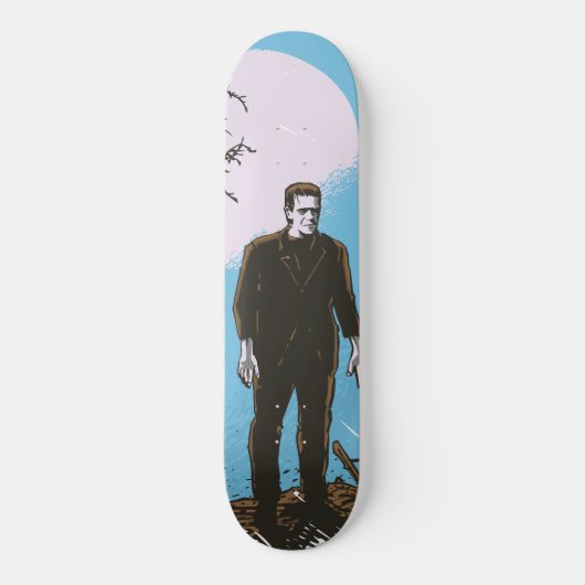 Frankenstein unter dem Mond - blau Skateboard (Vorderseite)